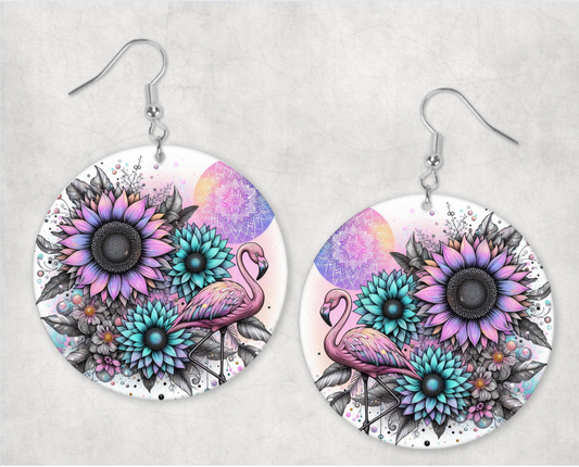 Acrylic Earrings-Boho flamingo