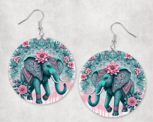 Acrylic Earrings-Boho Elephant