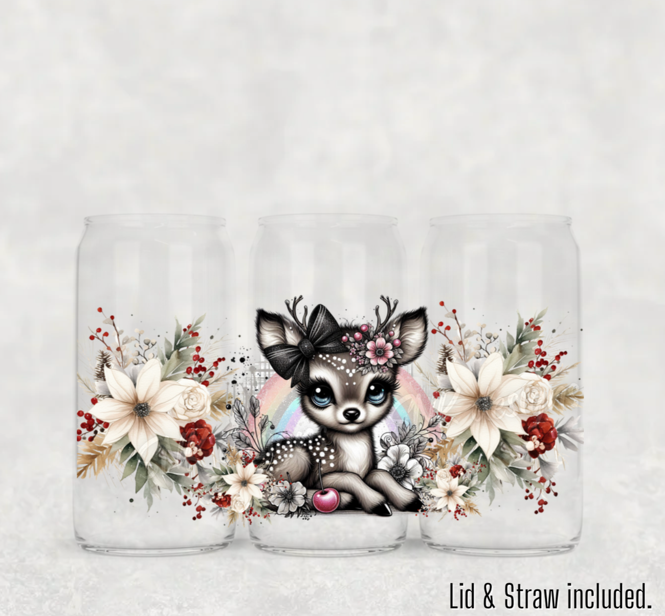 Christmas- 16oz  frosted - Christmas cute deer2