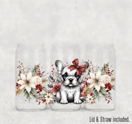 Christmas- 16oz  frosted - Christmas cute Frenchie