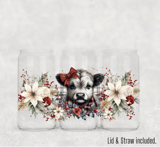 Christmas- 16oz  frosted - Christmas cute cow