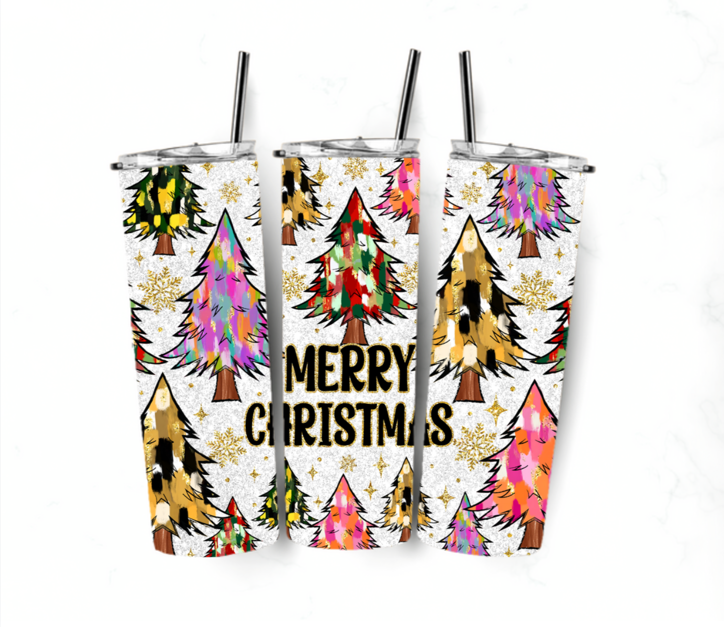 Tumbler only- Retro Christmas trees