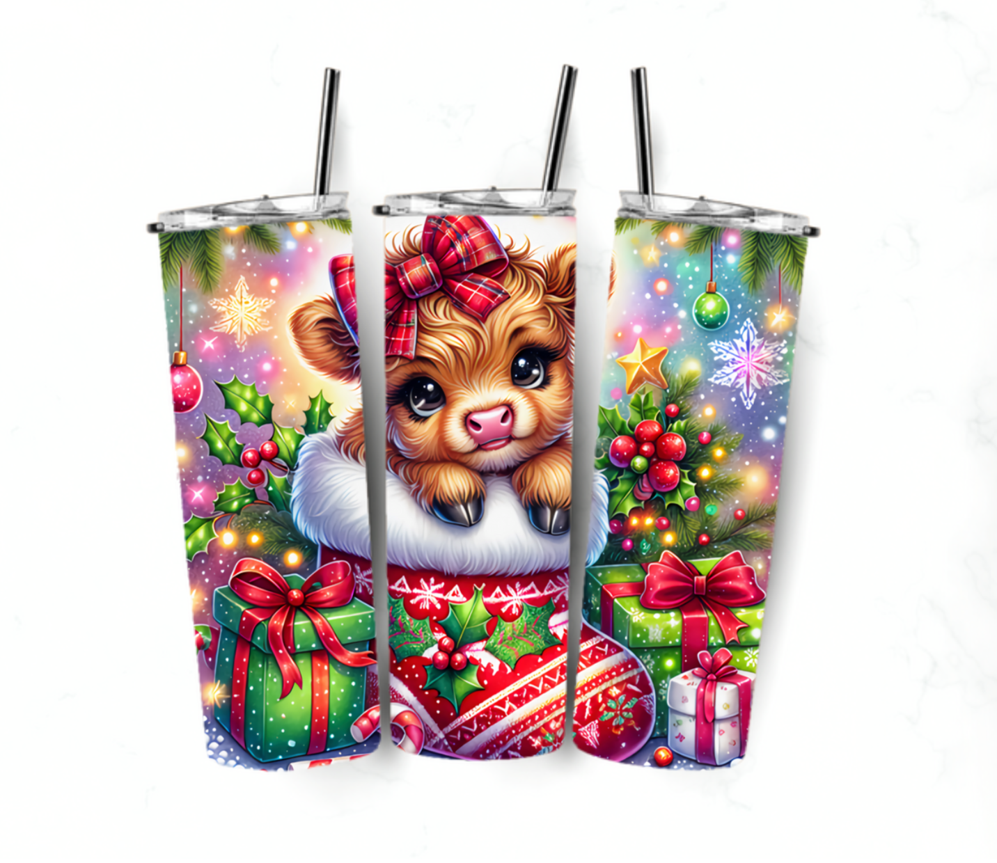 Tumbler only- Christmas cute cow