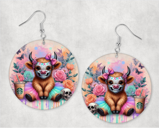 Acrylic Earrings- Cute baby halloween cow