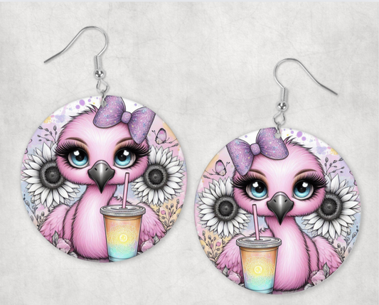 Acrylic Earrings- Cute baby flamingo