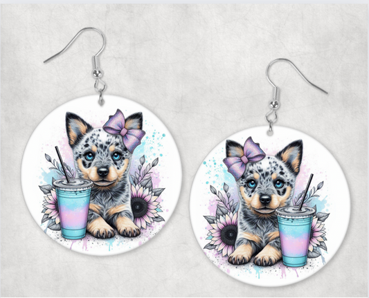 Acrylic Earrings-Cute baby blue cattle dog