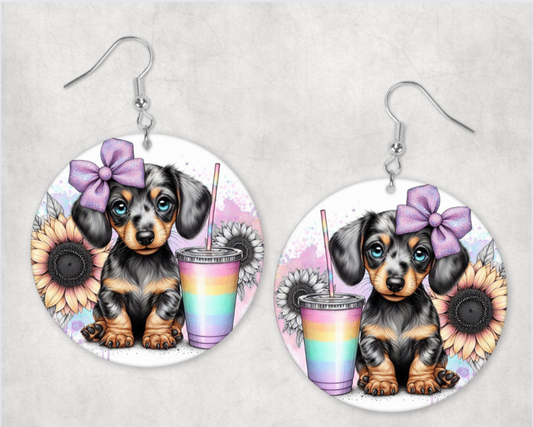 Acrylic Earrings-Cute baby Dachshund