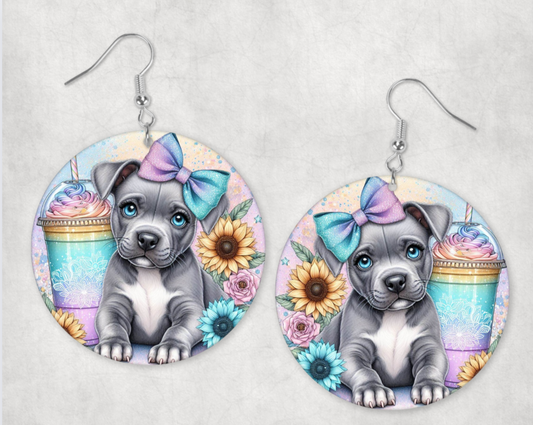 Acrylic Earrings-Cute Blue staffy