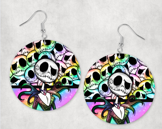 Acrylic Earrings- Rainbow skulls