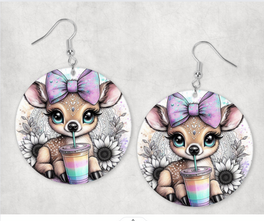 Acrylic Earrings- Enchanted baby reindeer