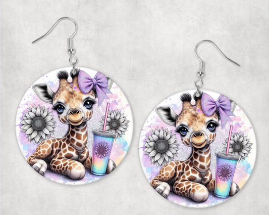 Acrylic Earrings-Cute baby giraffe