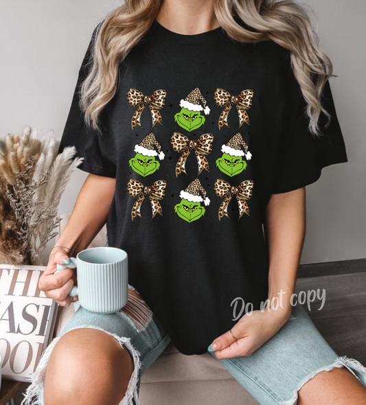 Christmas $16 Tee- Christmas cheetah bows