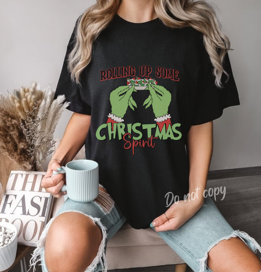 Christmas $16 Tee- Rolling up some Christmas spirit