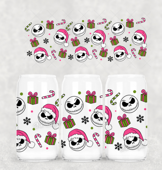 Christmas- 16oz - Christmas skulls pink