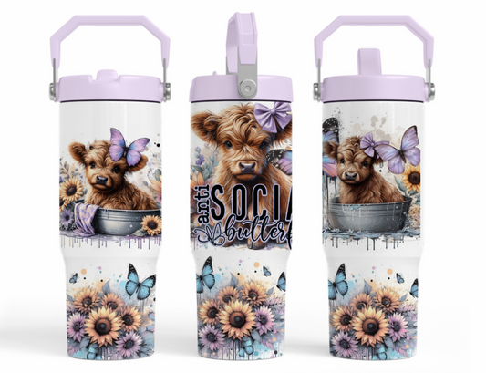 30oz tumbler- Anti social cow in tub