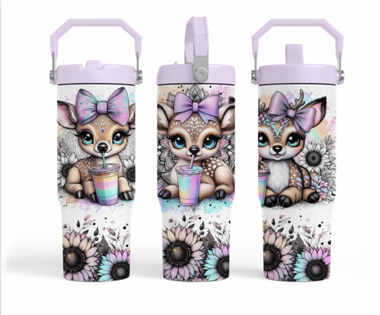 30oz tumbler -Cute rainbow reindeers