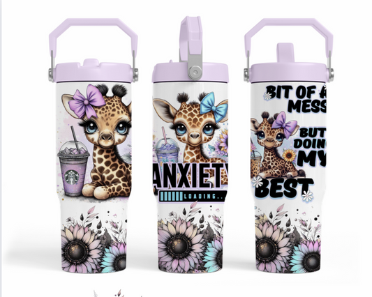 30oz tumbler - Anxiety giraffe