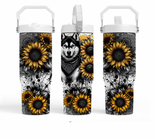 30oz tumbler - Yellow sunflowers- Husky