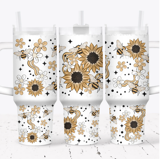 40oz cup - Sunflower Bees