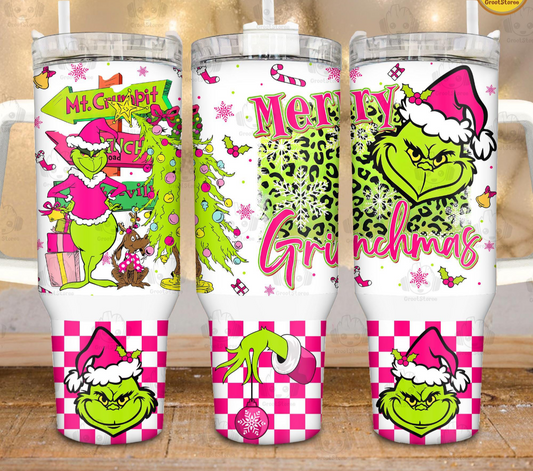 Christmas 40oz tumbler - Merry PINK