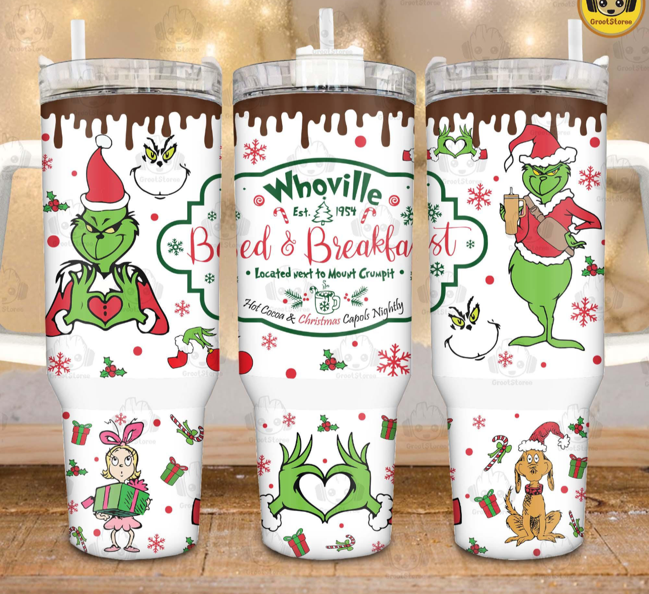 Christmas 40oz tumbler - Chocolate drip