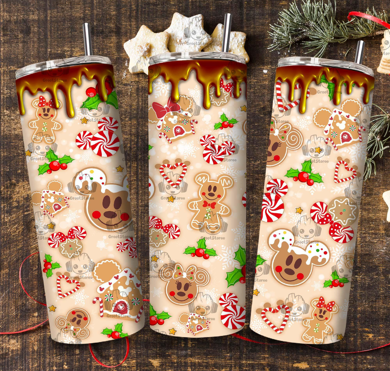 Christmas tumbler- Brown cookie Christmas