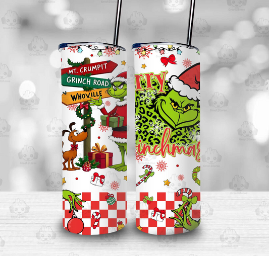 Christmas tumbler- Red checkered Christmas