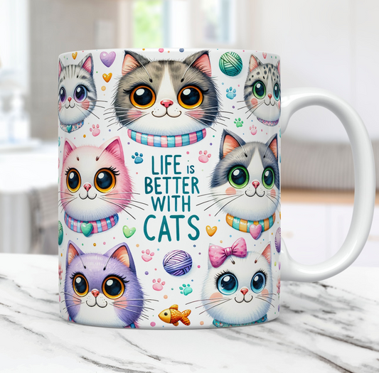 15oz mug - Life is better with cats