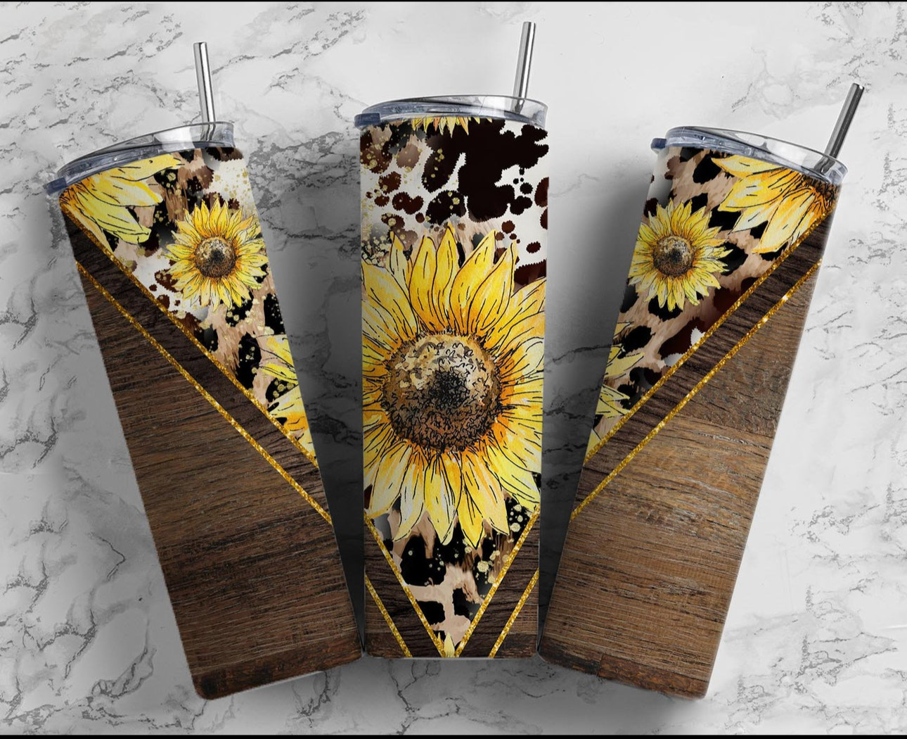 20oz tumbler - Western sunflowers