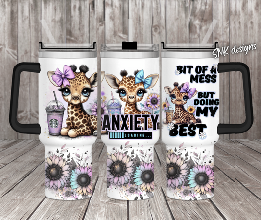 40oz cup - Anxiety Cute giraffe