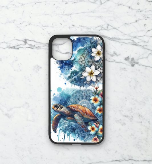 Phone case only!! Watercolor frangipani turtle 5