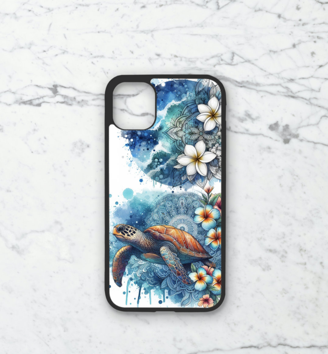 Phone case only!! Watercolor frangipani turtle 5