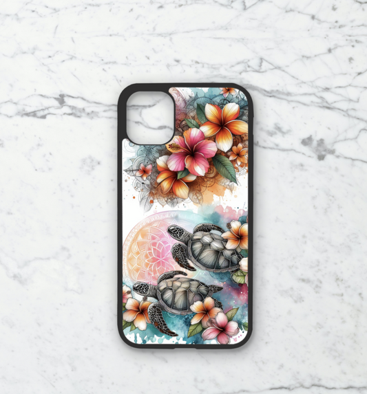 Phone case only!! Watercolor frangipani turtle 4