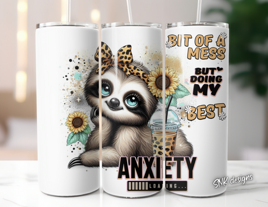 Tumbler only!! Anxiety - Cute Sloth 6