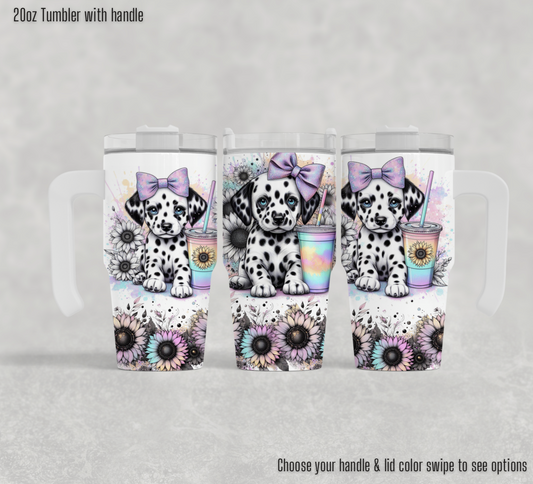 20oz Tumbler with handle - Cute Dalmatians