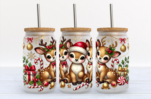 Christmas- 16oz -  Cute Christmas deers 2