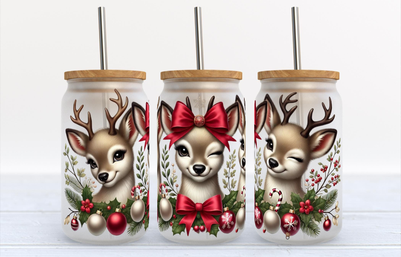 Christmas- 16oz -  Cute Christmas deers 3