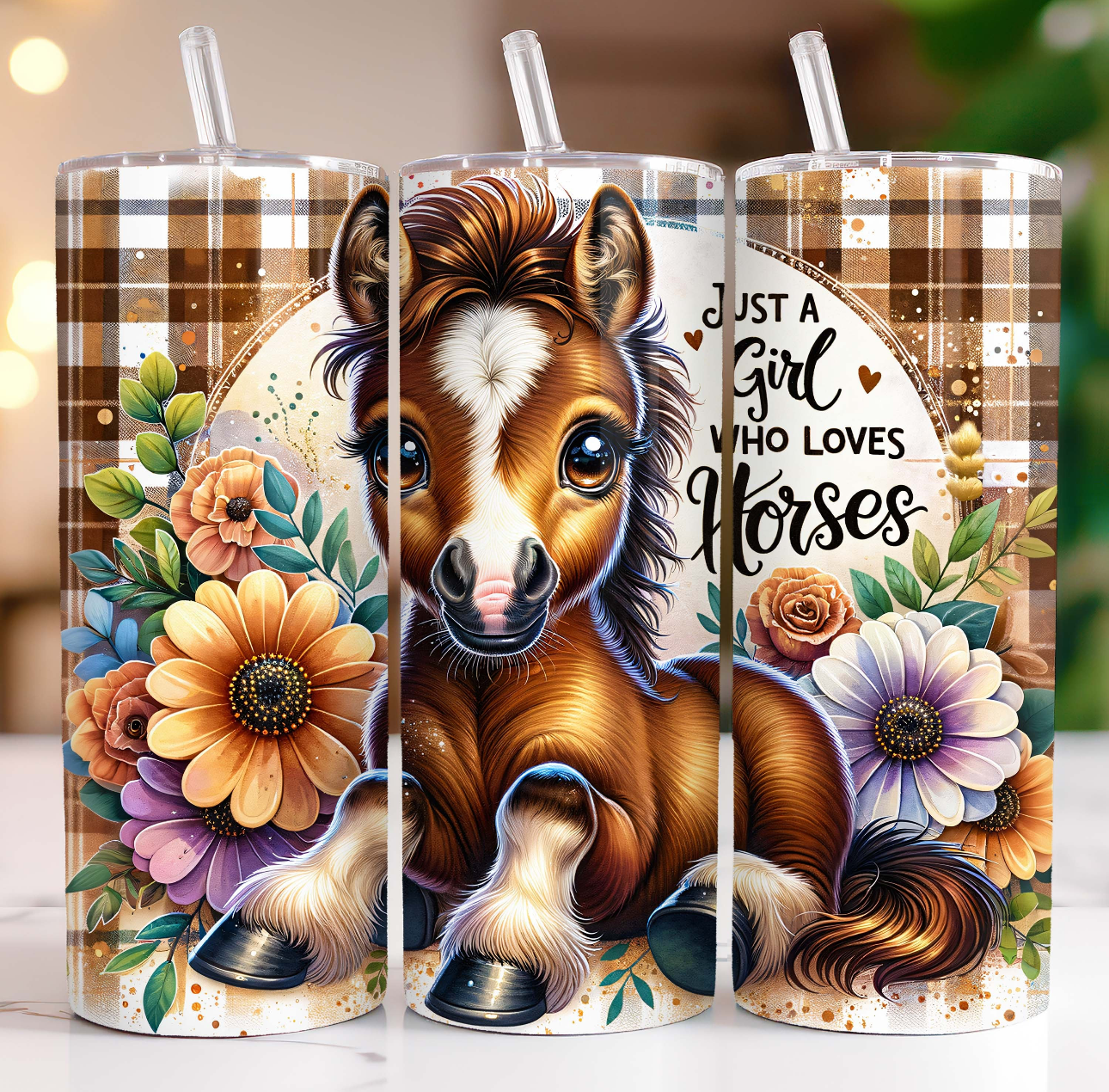 20oz tumbler - Just a girl who loves horses