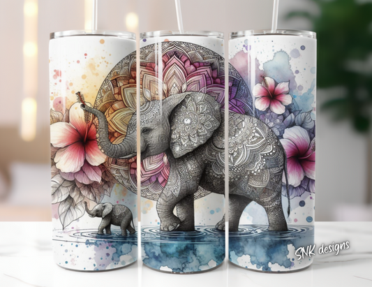 Tumbler only!! Watercolor elephant 2