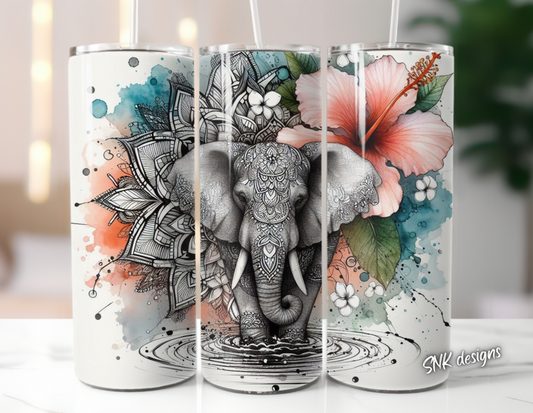 Tumbler only!! Watercolor elephant 5