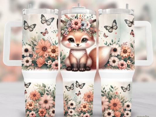 40oz cup- Cute fox