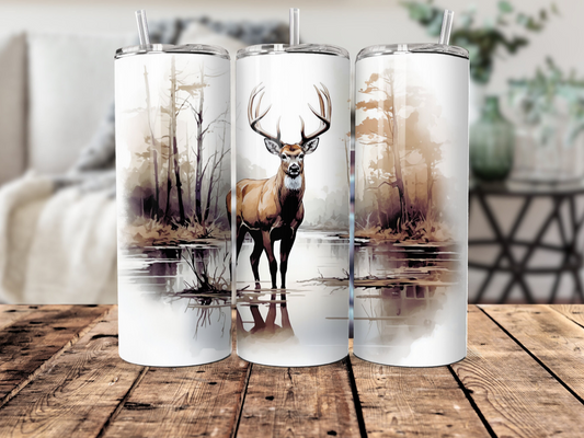 20oz Tumbler - Watercolor reindeer