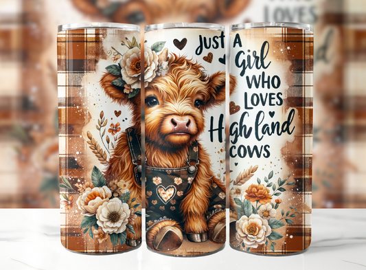 20oz Tumbler - Just a girl who loves highland cows