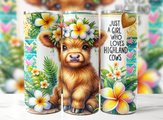 20oz Tumbler - Just a girl who loves highland cows 3