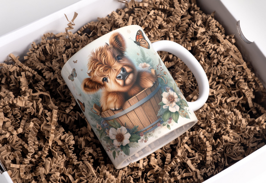 15oz mug - Cute cow in a tub