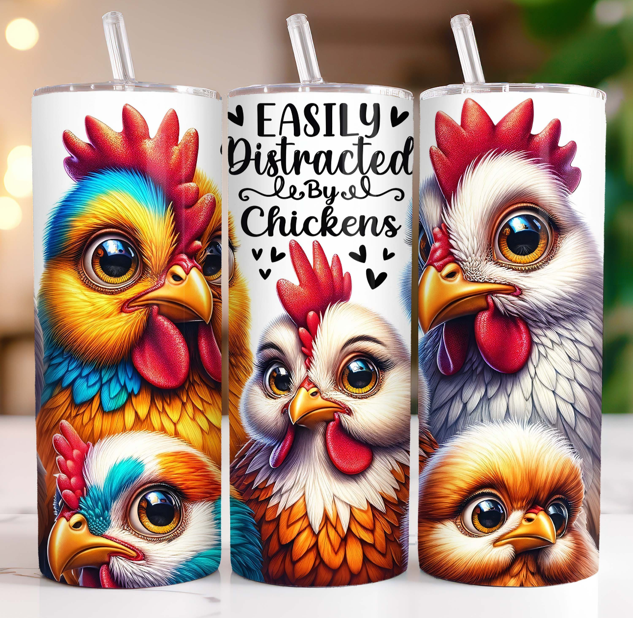 20oz Tumbler - Easily distracted by chickens