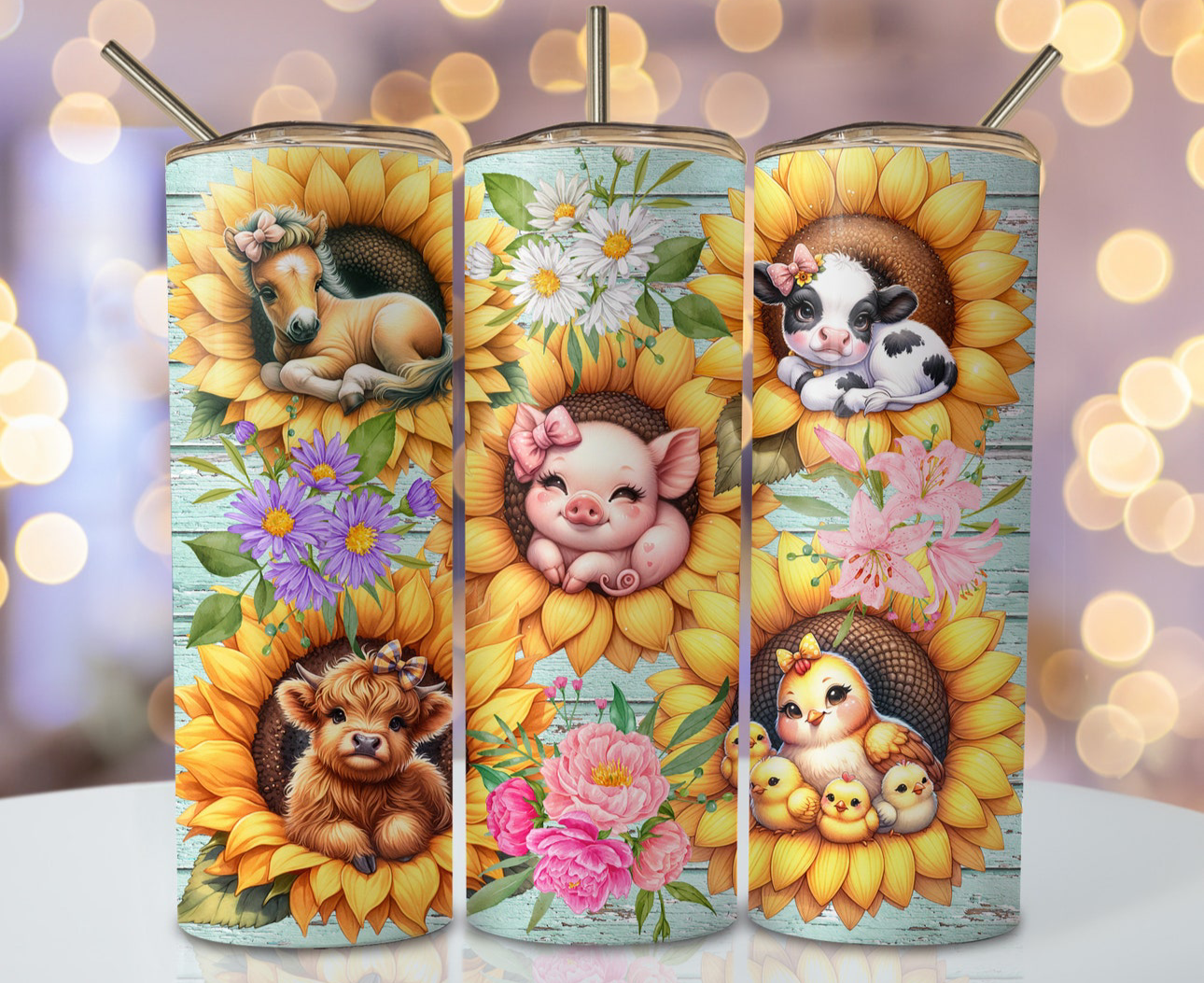 20oz tumbler - Cute farm animals