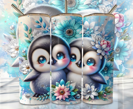 20oz tumbler - Cute snow penguins