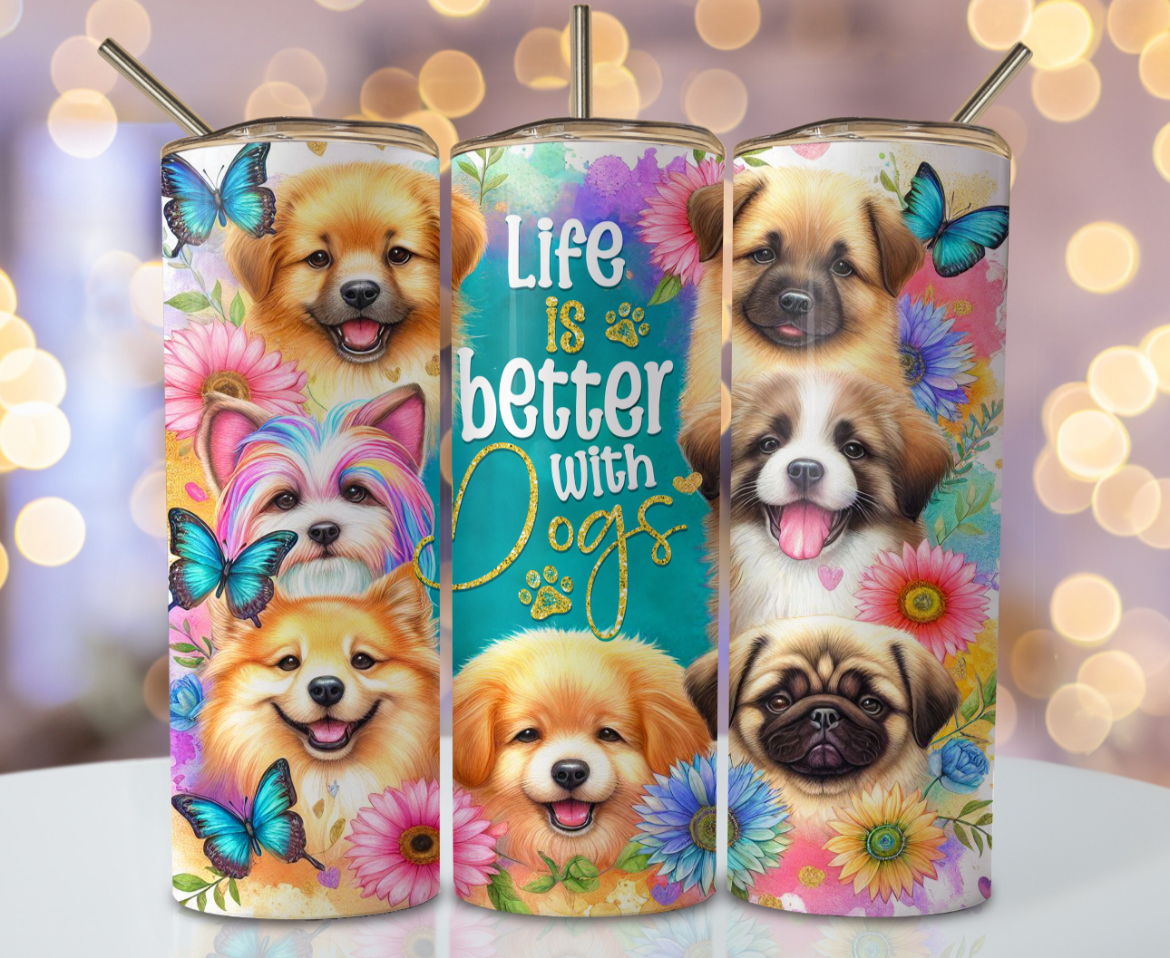 20oz tumbler - Life is better with dogs