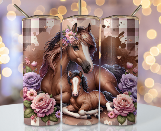 20oz tumbler - MAMA and foal